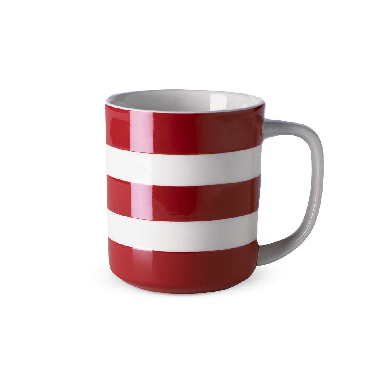 Cornishware Pottery Mug in red stripes