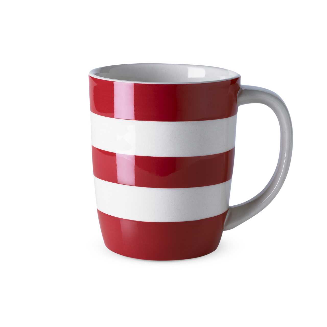 Cornishware Pottery Mug in red stripes