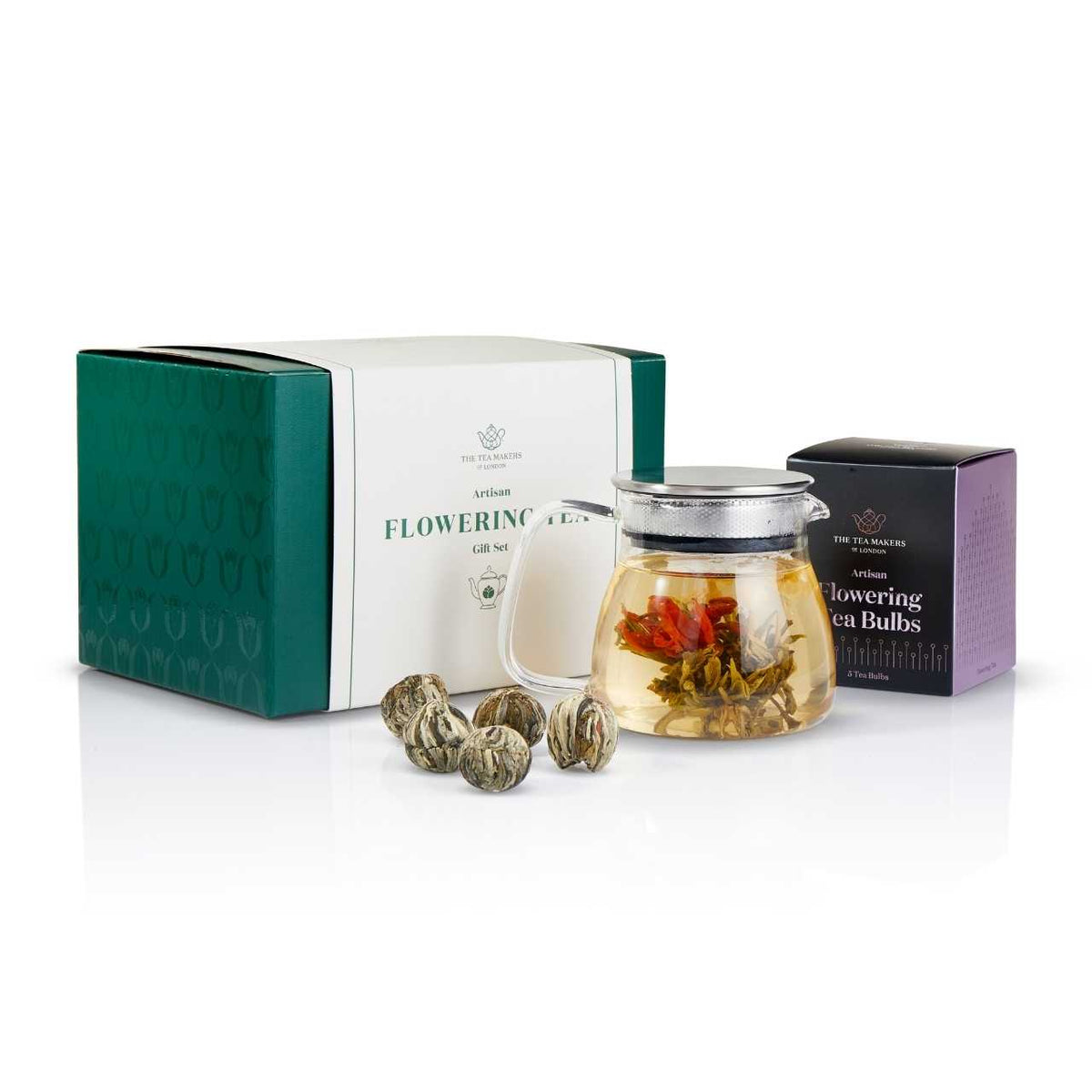 Luxury Flowering Tea & Glass Teaware Gift Set Premium Loose Leaf Tea