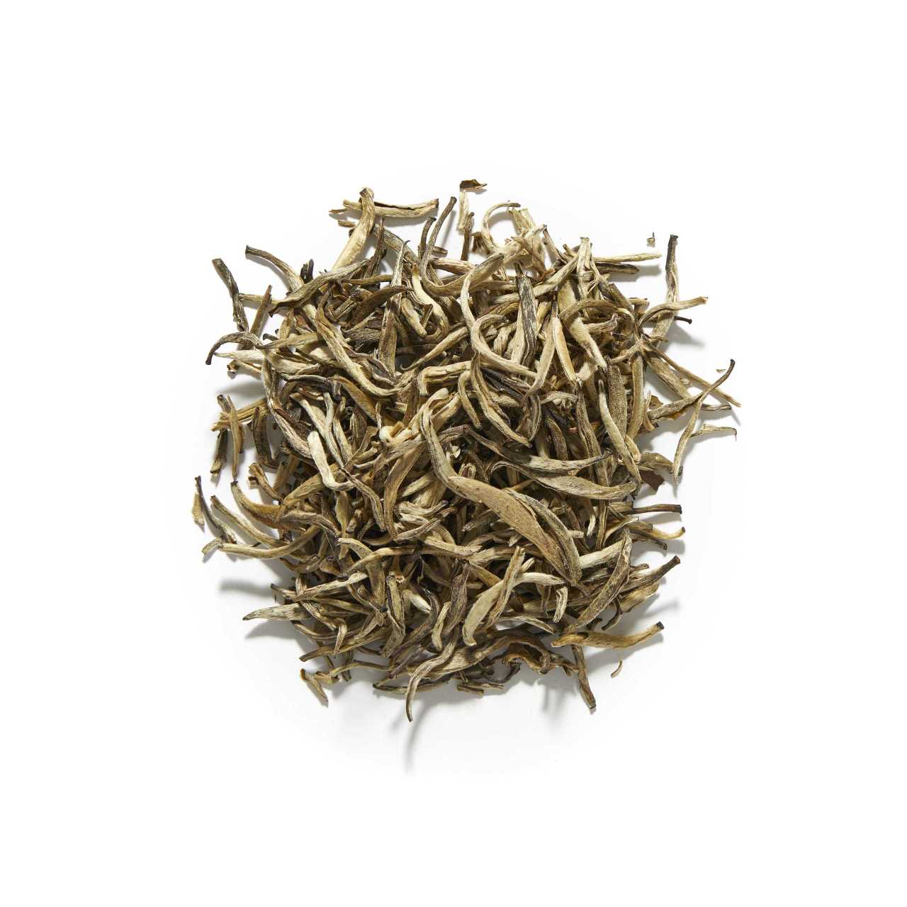Jasmine Silver Needle Loose Leaf tea arranged in a circle