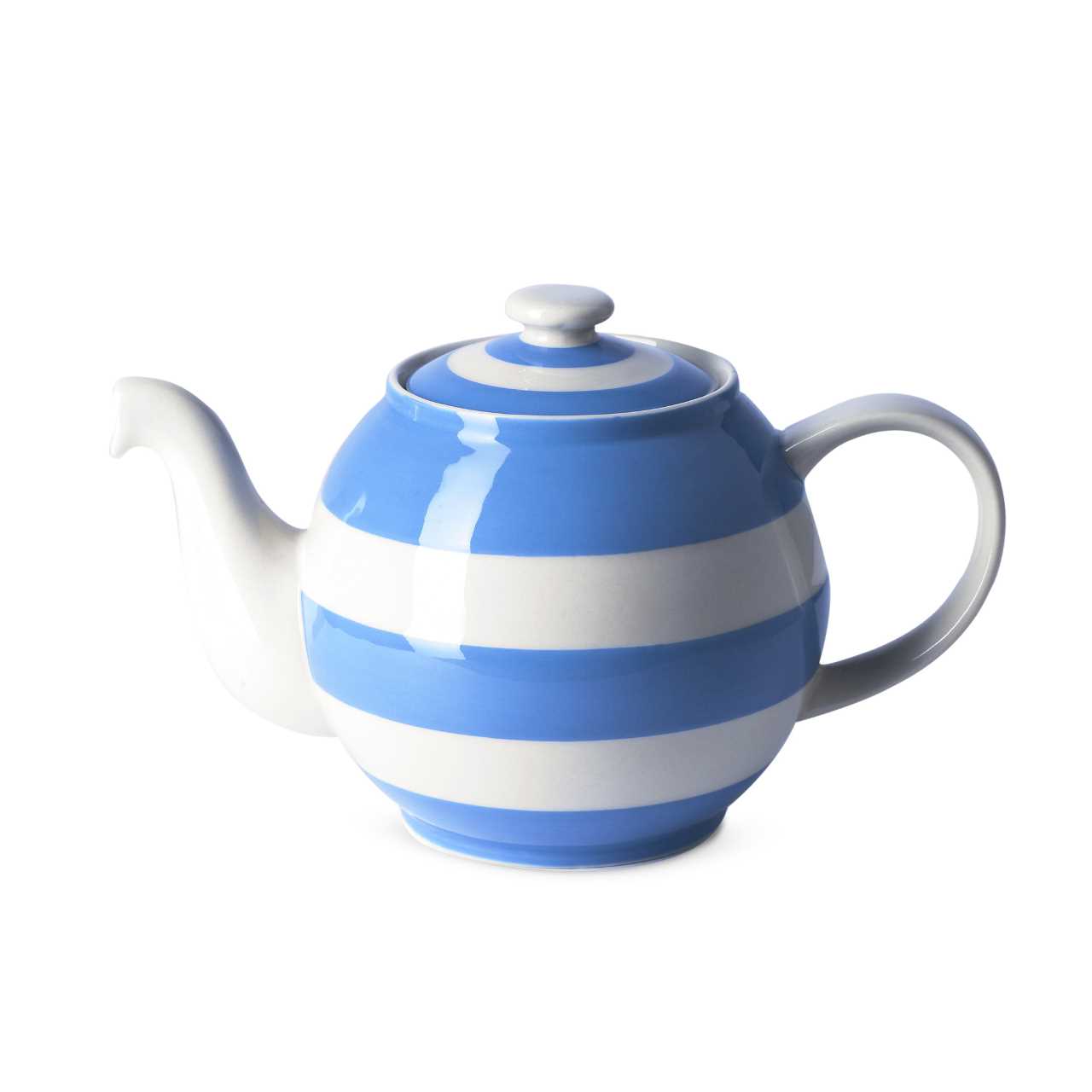 Cornishware Pottery Teapot in blue stripes