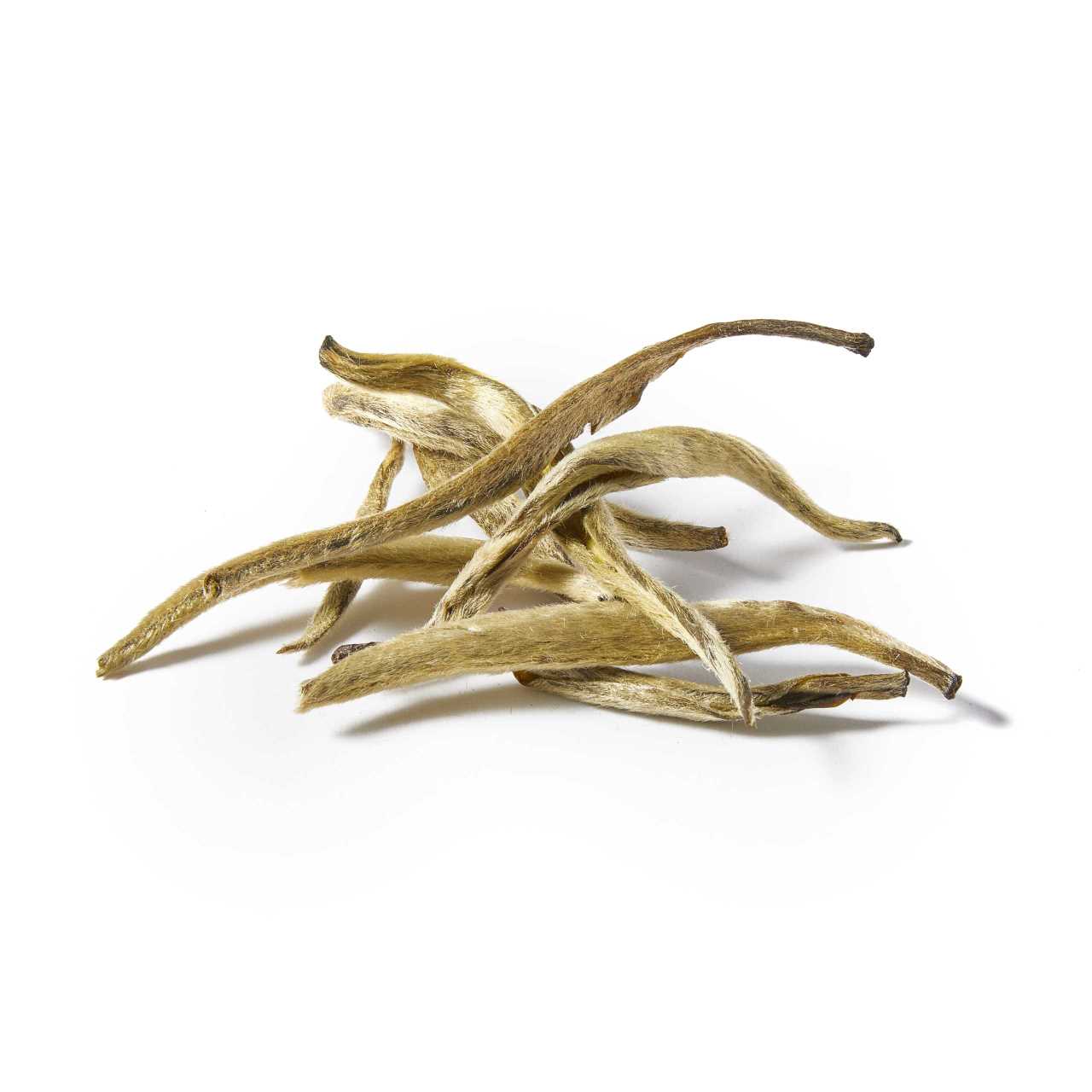 A macro pile of Jasmine Silver Needle Loose Leaf tea