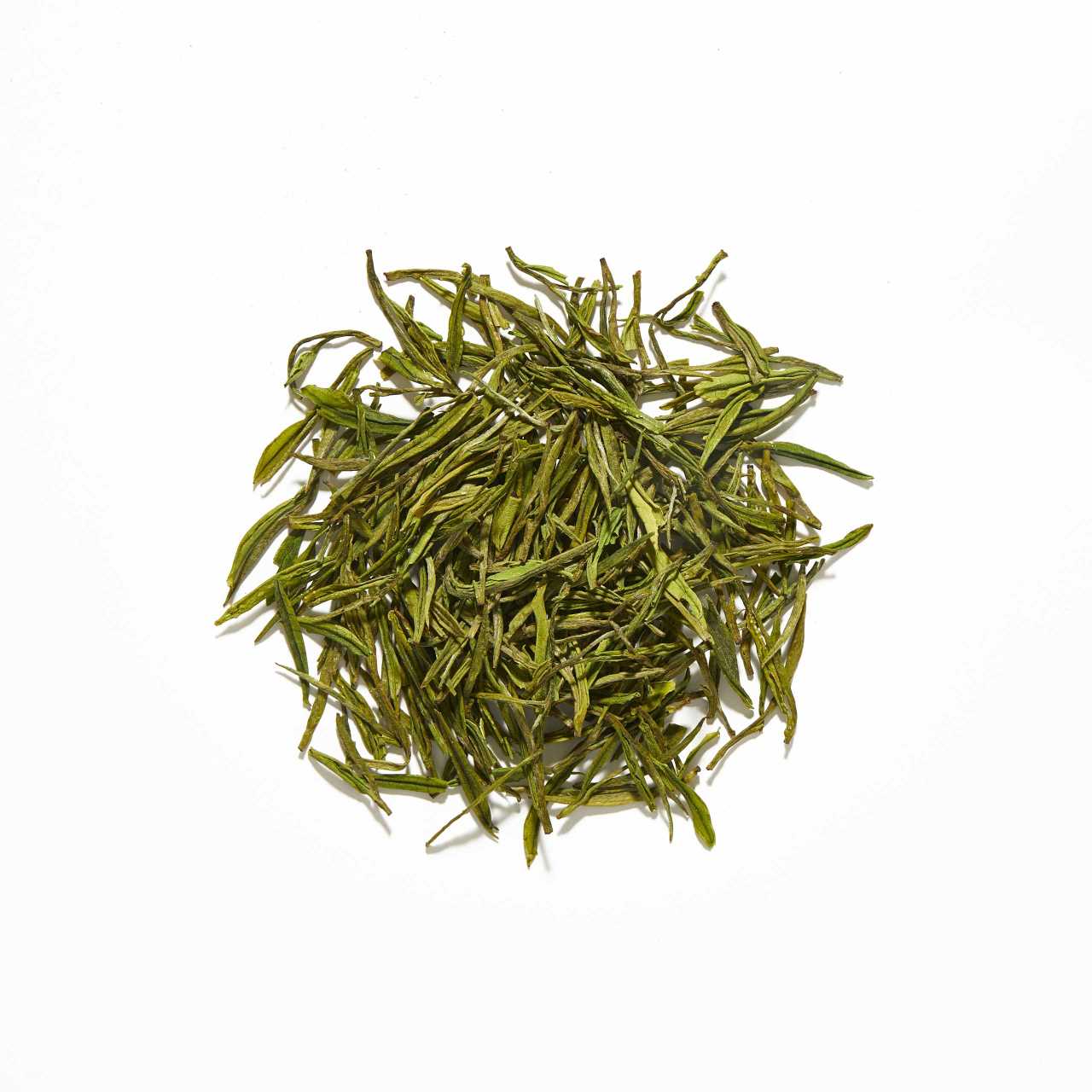 Anji Bai Cha green Loose leaf Tea arranged in a circle