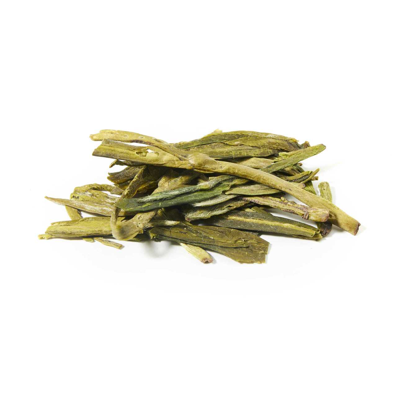 A macro pile of Dragon Well Limited Edition Rare Loose Leaf Tea