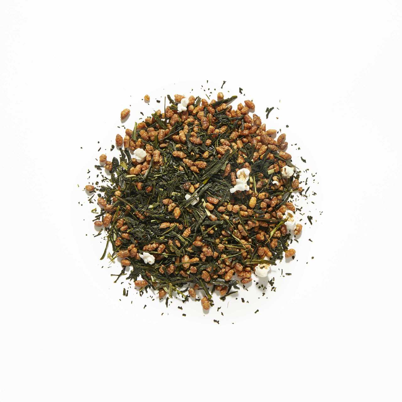 Supreme Genmaicha Loose Leaf Tea arranged in a circle