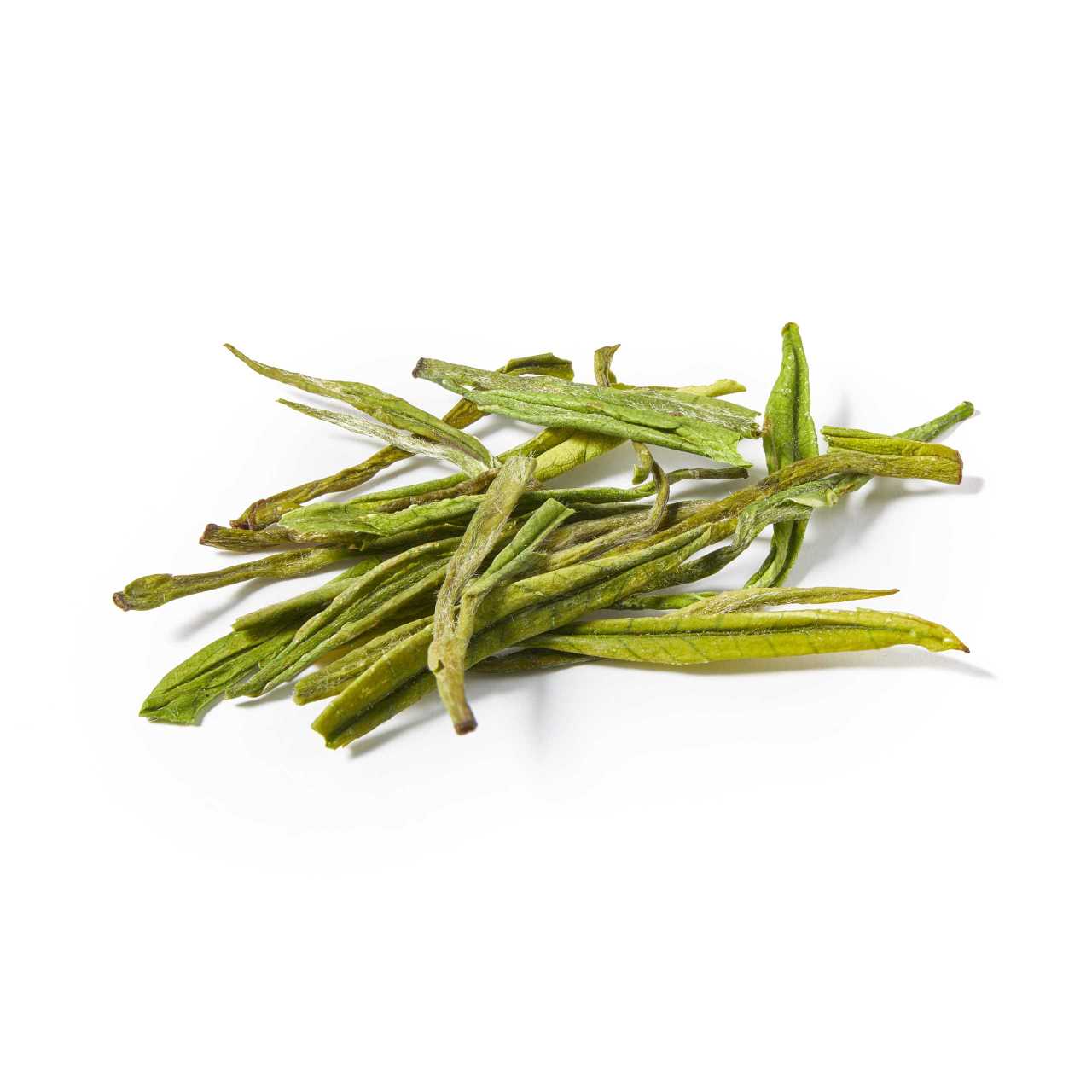 A macro image of Anji Bai cha Green Tea leaves