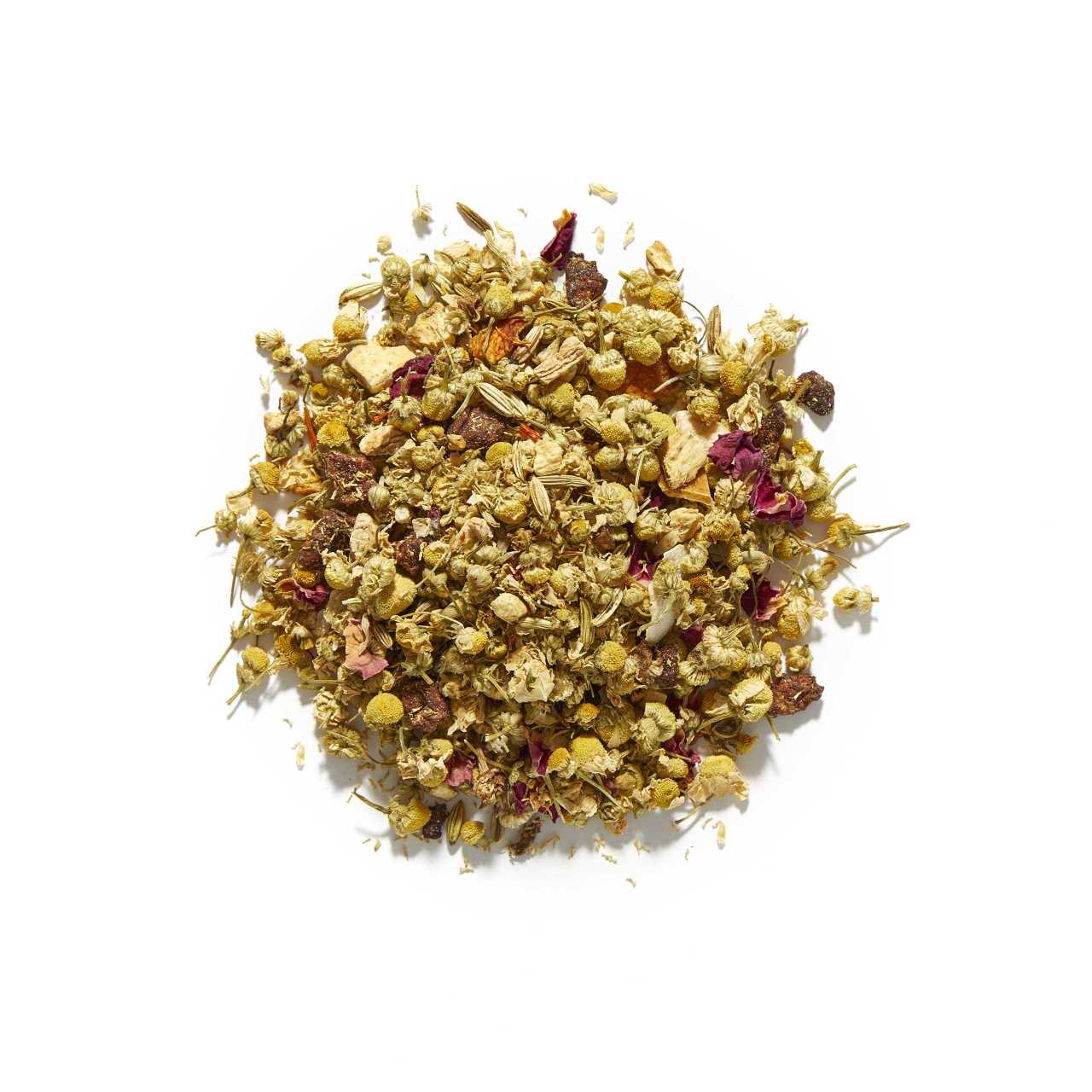 SANE Charity Herbal Loose Leaf Tea arranged in a circle