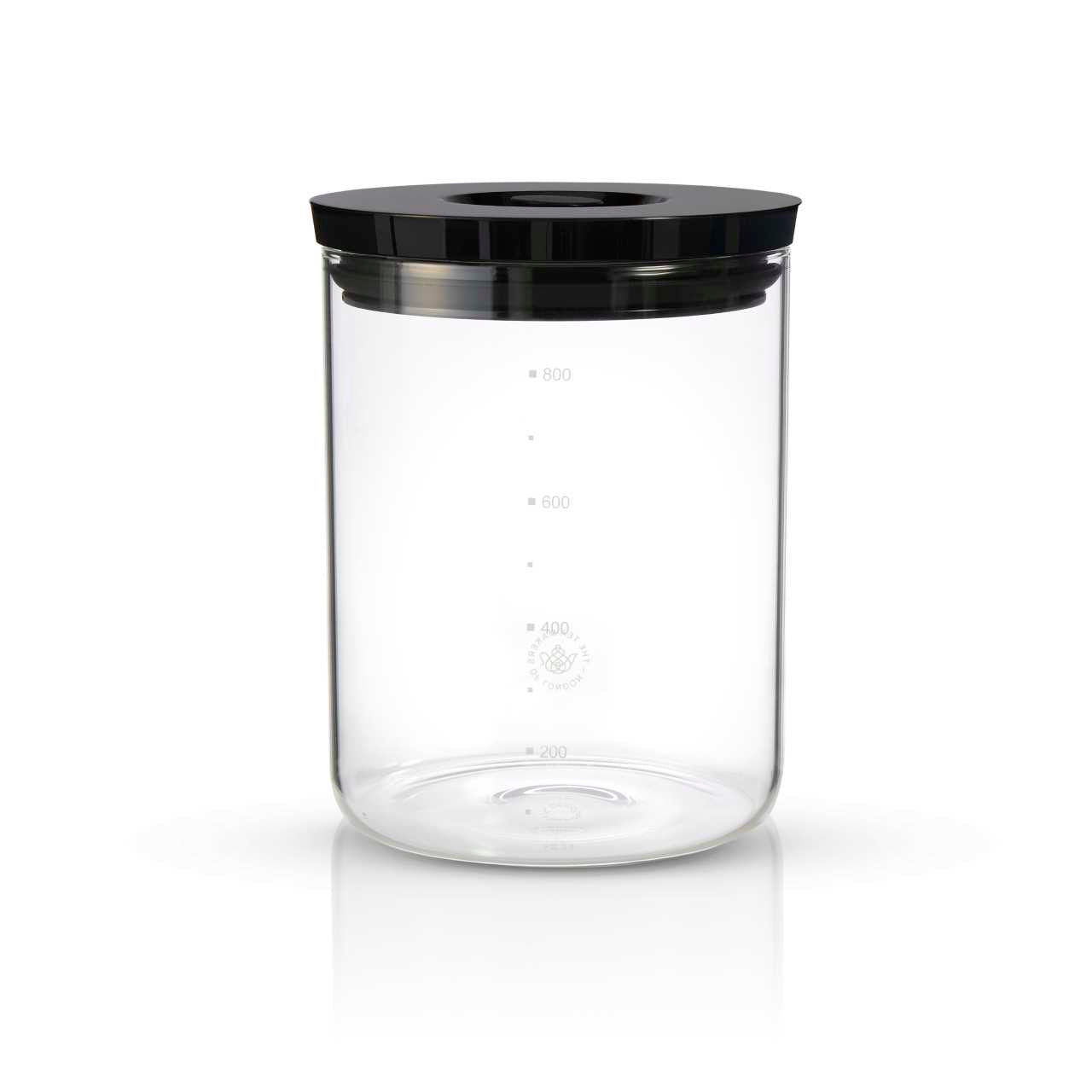 Empty Air Tight Glass jar with black lid