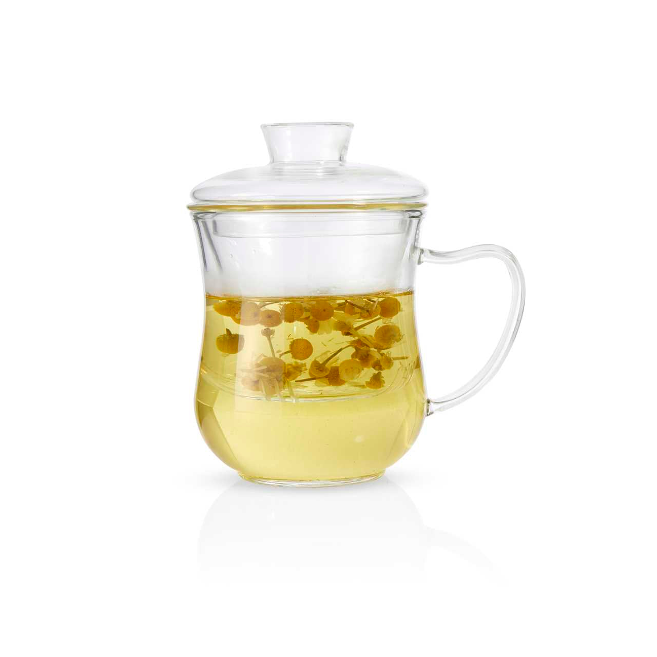 Infuser Mug For Loose Leaf Tea with Chamomile tea brewed