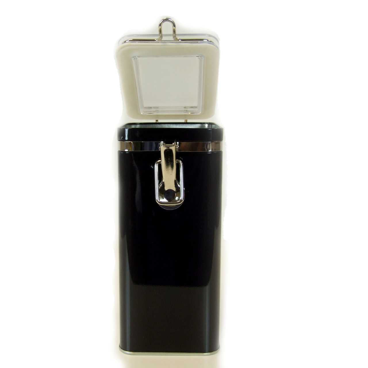 Black Tea Storage Tin 500g with open lid
